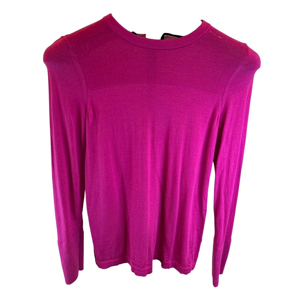 J Jill Wearever Collection Merino Wool Crew Neck Long‎ Sleeve Top Magenta Size S